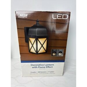 Feit Electric LED Decorative Lantern Amber Or White Flame Effect Black New